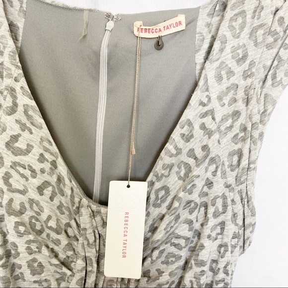 Rebecca Taylor Heather Grey Leopard Ruched Dress - Picture 8 of 11